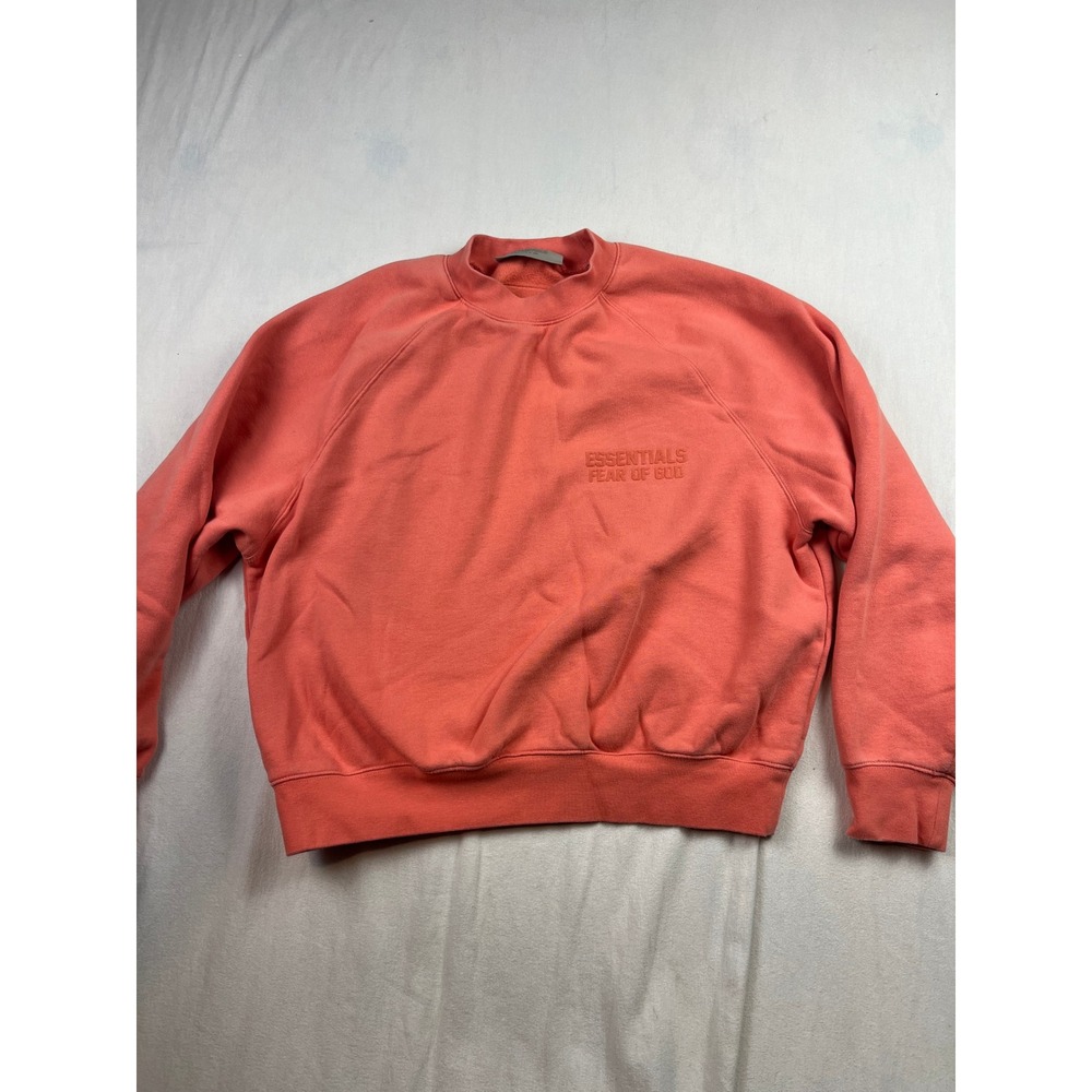 Fear of God Essentials Crewneck Sweatshirt Coral Pink XS Raglan Sleeve Logo